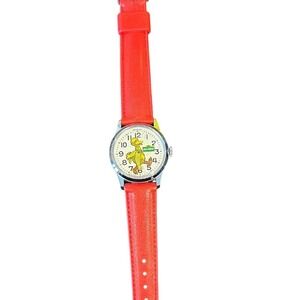 Vintage Bradley Sesame Street Big Bird Watch Red Strap Swiss Made 1013 Muppets